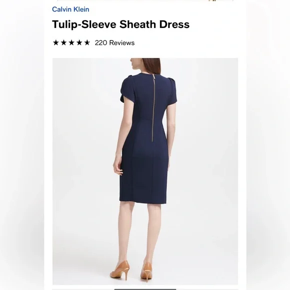 Calvin Klein Size 16 Tulip-Sleeve Sheath Dress - Picture 3 of 5